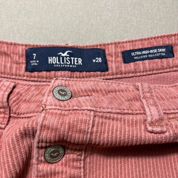 Hollister Corduroy Button-Up Skirt - Dusty Pink 7/28 - Picture 3 of 5